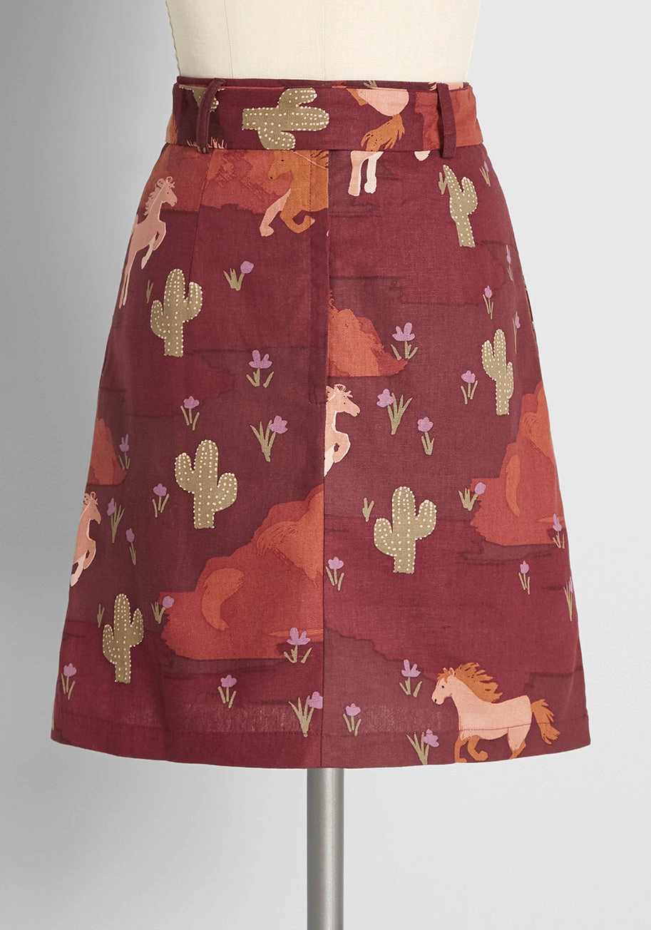Wild, Wild Horses Belted Mini Skirt