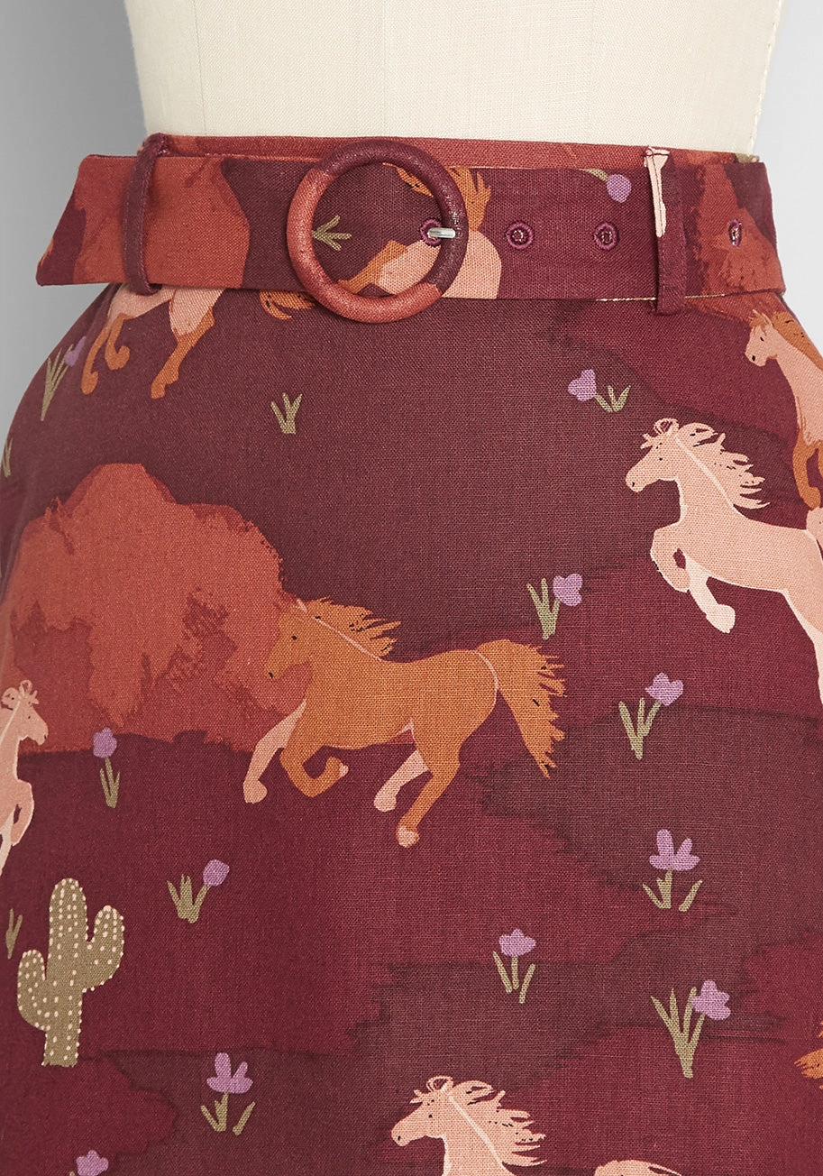 Wild, Wild Horses Belted Mini Skirt