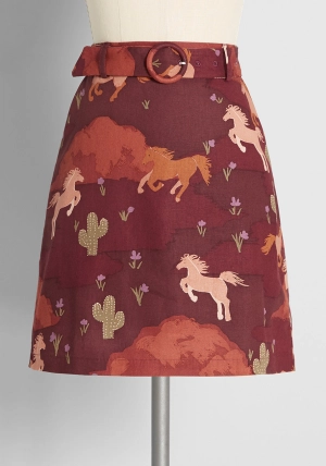 Wild, Wild Horses Belted Mini Skirt