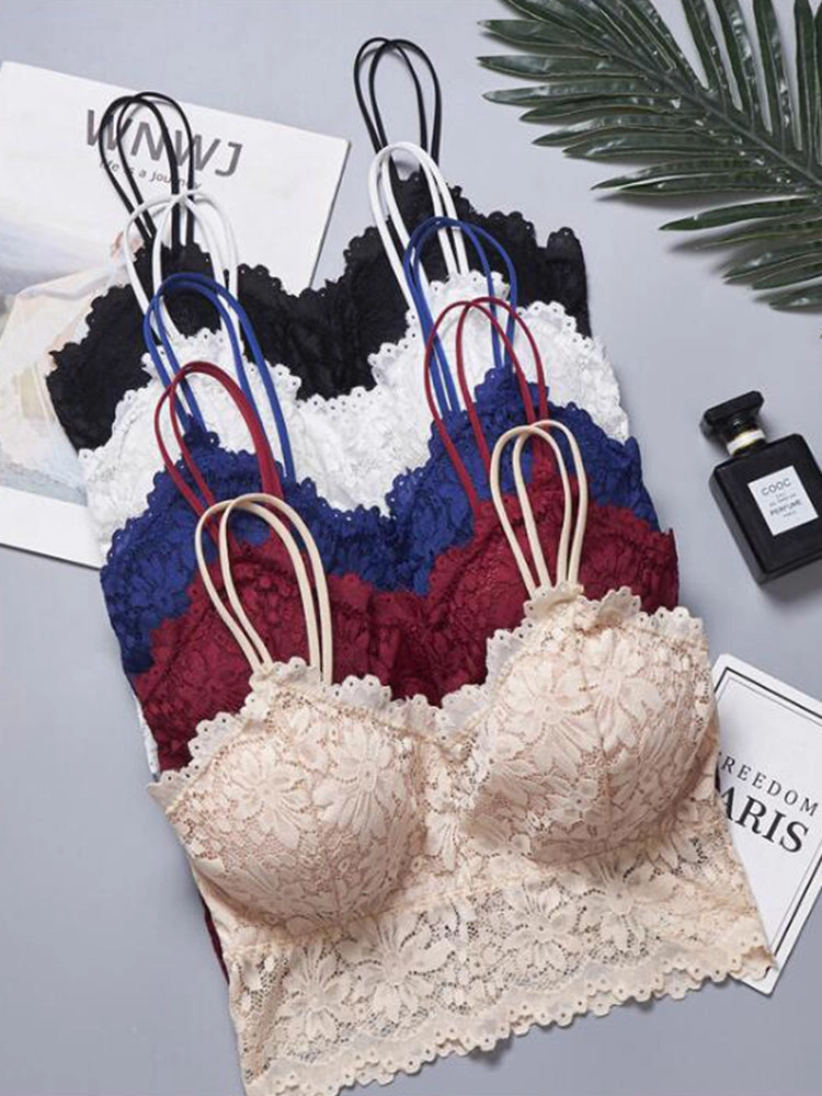Women's Padded Lace Bandeau Bra Without Underwire