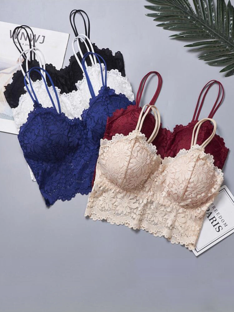 Women's Padded Lace Bandeau Bra Without Underwire